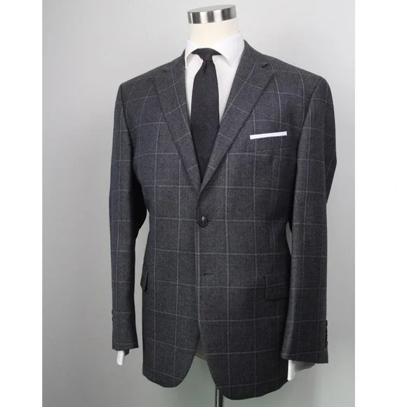 JOS‎ A BANK Men's Blazer SportCoat Jacket Check 100%Wool 46R E101499